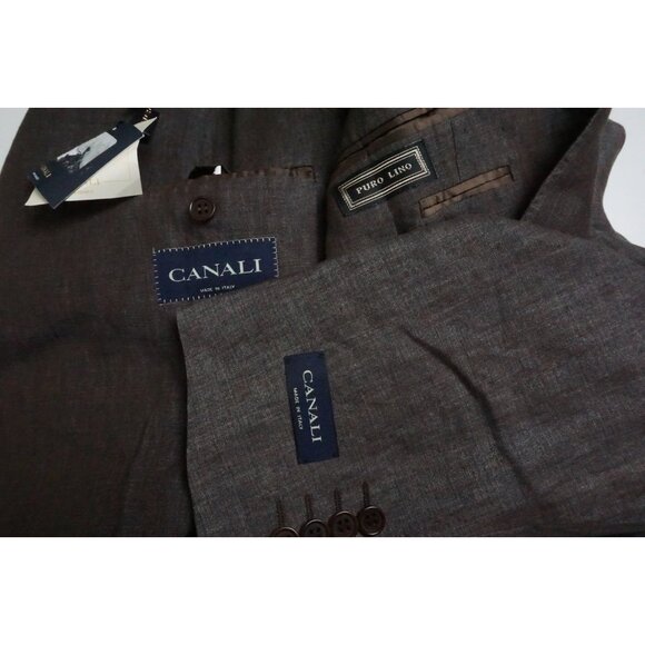 Canali Brown 100% Linen 2 Pc Suit Jacket Pants 40R Brand NEW